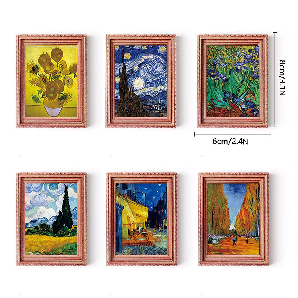 Van Gogh 3D Wooden Magnetic Stickers: Home Decor, Photo Frame Poster, Refrigerator Magnet Set