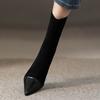 Semsket spiss tå Dame Chelsea Boots Ankelhøye hæler Designersko Vinter Ny motetrend 2024 Gå Goth Mujer Zapatos
