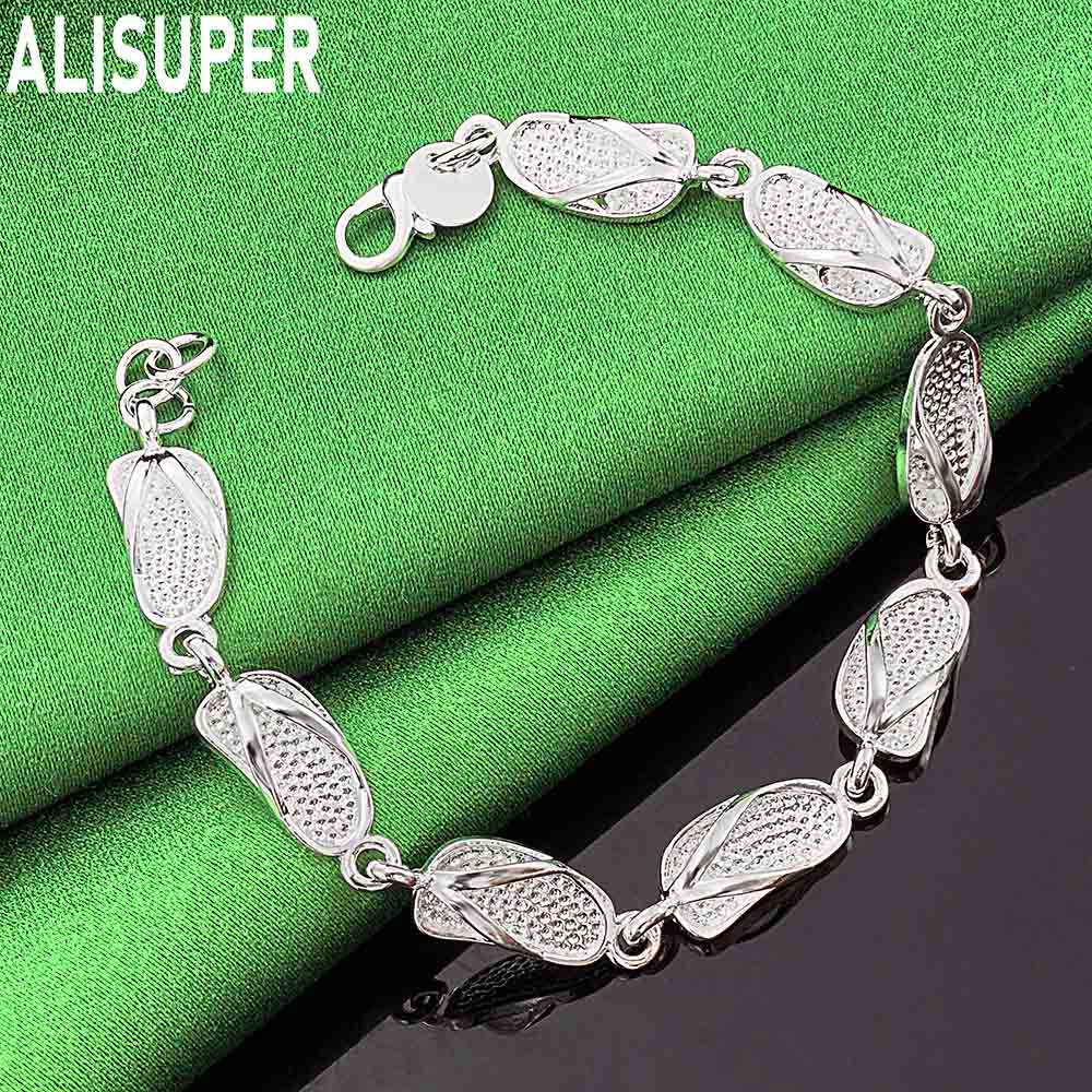 925 Sterling Silver Minimalist Flip-Flops Bracelet - Beautiful Gift Jewelry