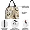 Trendy Green Brown Leaves Camo Insulated Lunch Bag Cooler Thermal Waterproof Reusable Tote Bag for Travel Work Hiking Picnic
