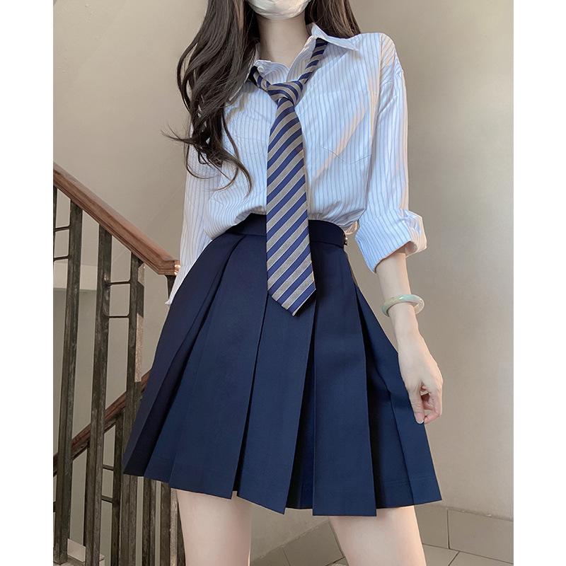 Women's Striped Long-Sleeve Shirt - Autumn 2024 Japanese Basic Style