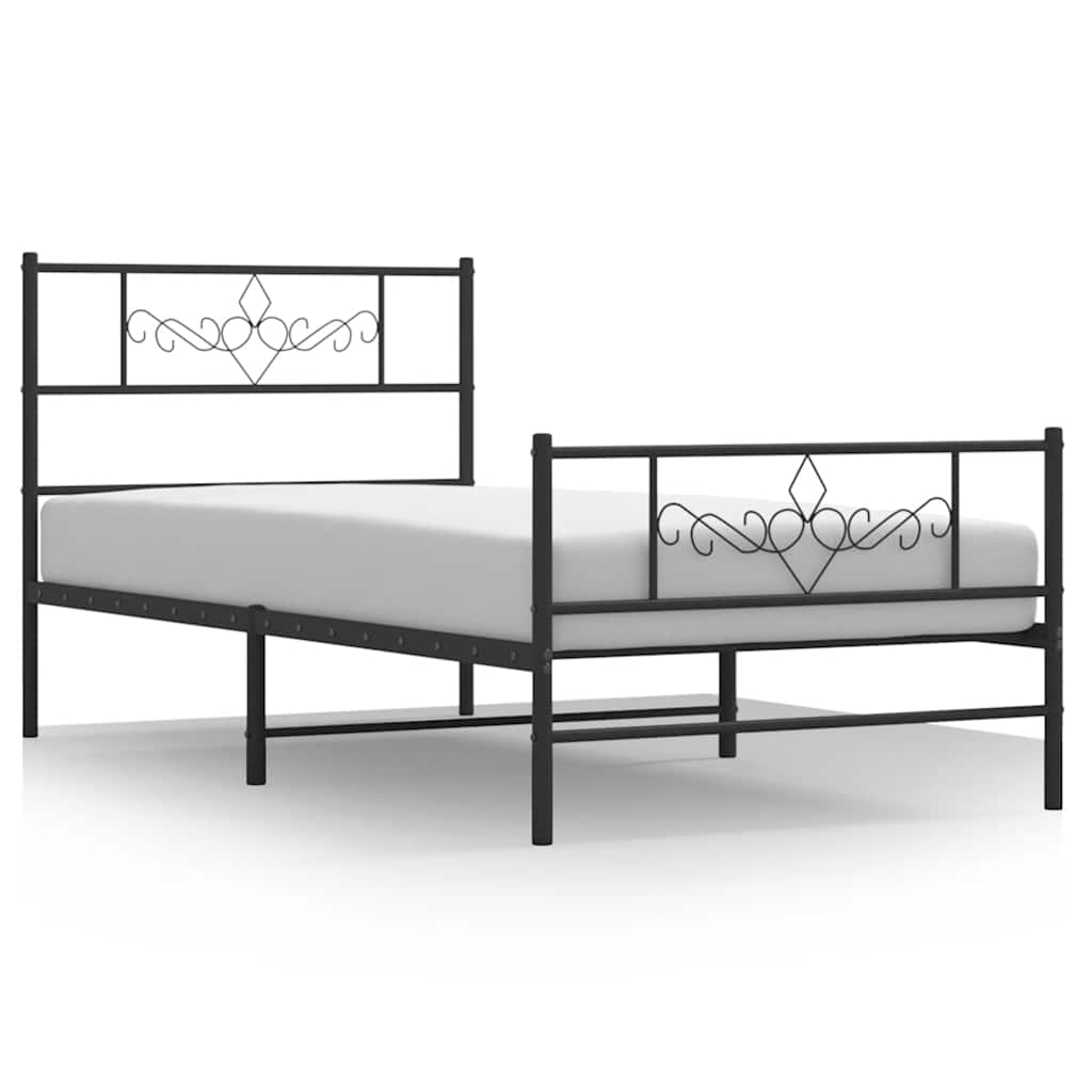 Vidaxl Struttura Letto in Metallo con Testiera e Pediera, Nera, 100X200cm