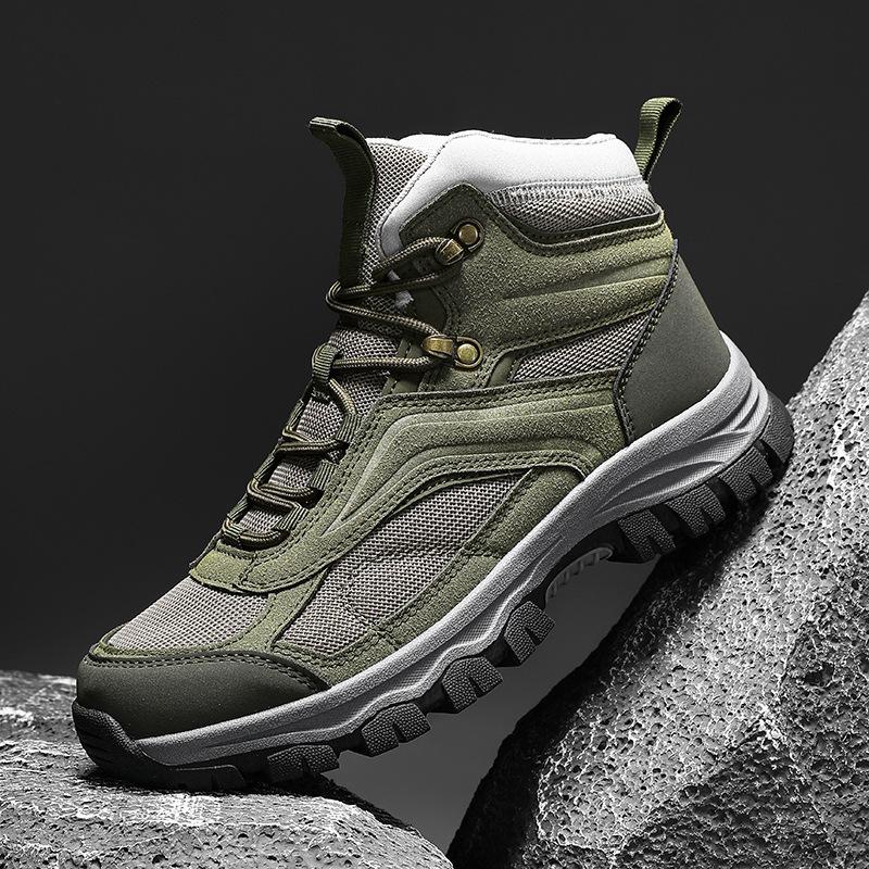 2025 Men's Versatile High-Top Hiking Shoes for Autumn/Winter - Wear-Resistant for Outdoor Hiking, Travel, Climbing, and Casual Sports