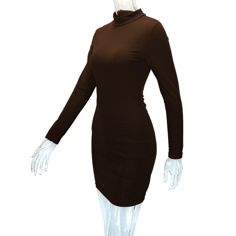 Sexy Slim-Fit-Kleid mit langen Ärmeln und tiefem Ausschnitt, Wickelrock mit Hüfte, sexy Kleid