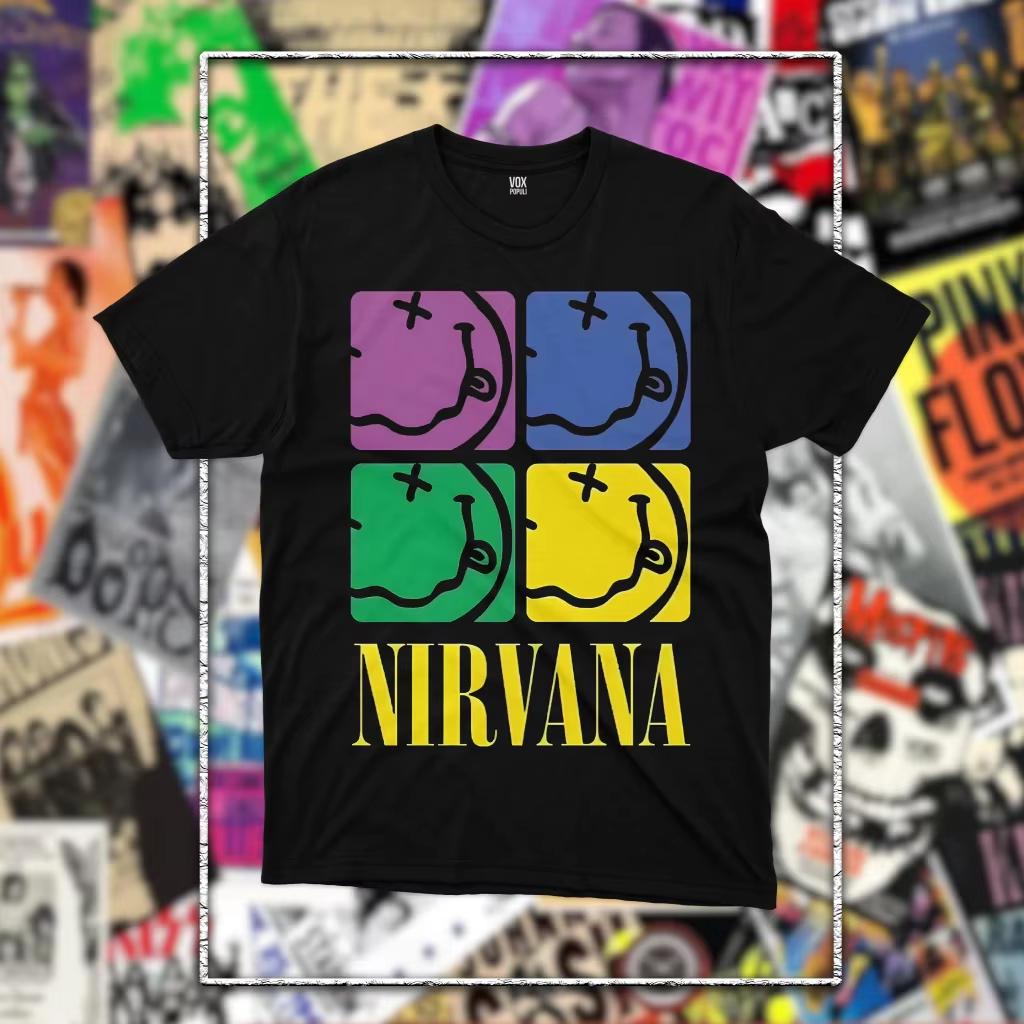 Nirvana Graficzna Unisex Okrągły Dekolt Bawełniana Krótki Rękaw Y2K Luźna Streetwear Vintage Moda Koszulka