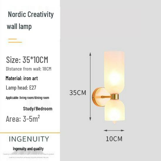 Lan Chen Nordic Double-Head Glass Wall Lamp for Living Room or Hallway