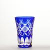 Glass Studio Saiho Edo Kiriko Open-Top Tumbler, Blue Diamond Fish Roe Pattern