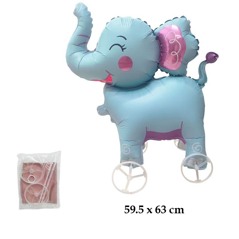 1Pcs Cartoon Animal Foil Balloon, Walking Standing Balloon With Wheels, Kids Birthday Party Decor, Baby Shower Accessories