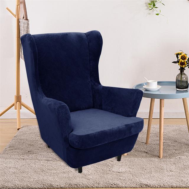 Thicken Velvet Wing Chair Cover Stretch Spandex Armchair Covers Warm Relax Sofa Cover Couch Slipcovers With Seat Cushion Covers