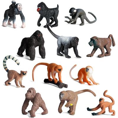 6-teiliges Set lebensechter Affenmodelle, Orang-Utan-Figuren, Gibbon-Jungtiere, Wildtier-Szenen aus dem Zoo, Lernspielzeug, Geschenk