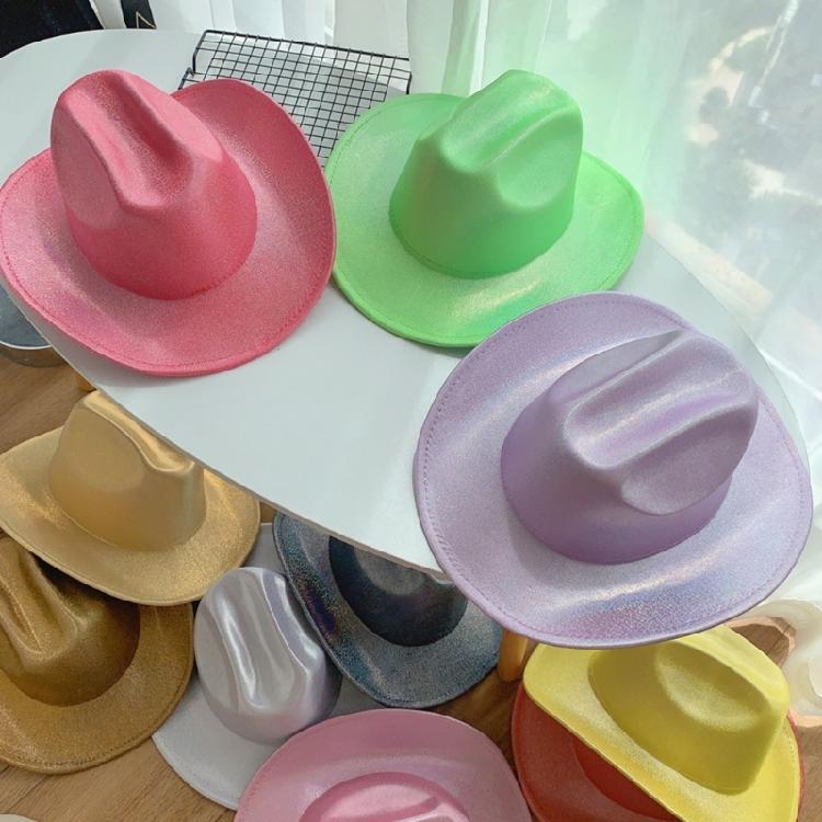 Modischer Cowgirl-Hut mit Glitzer-Pailletten und verstellbarem Seil, Westernhut, winddicht