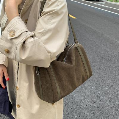 Premium Textured Bag Women's New Versatile Suede Shoulder Bag Large Capacity Retro Commuter Messenger Bag