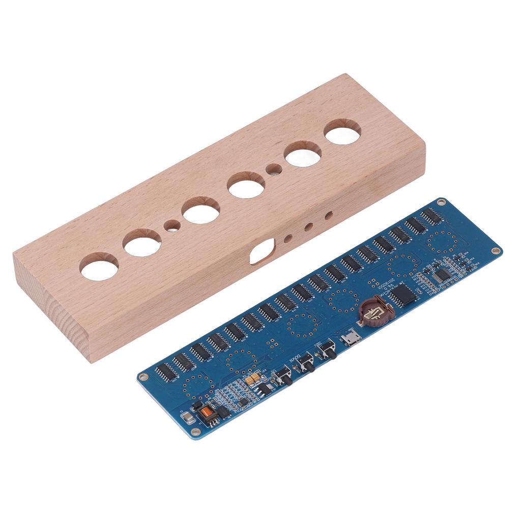 DIY IN14 Glow Tube Clock Kit Beech Wood Shell Module Lamps Assembly USB 5V Interface