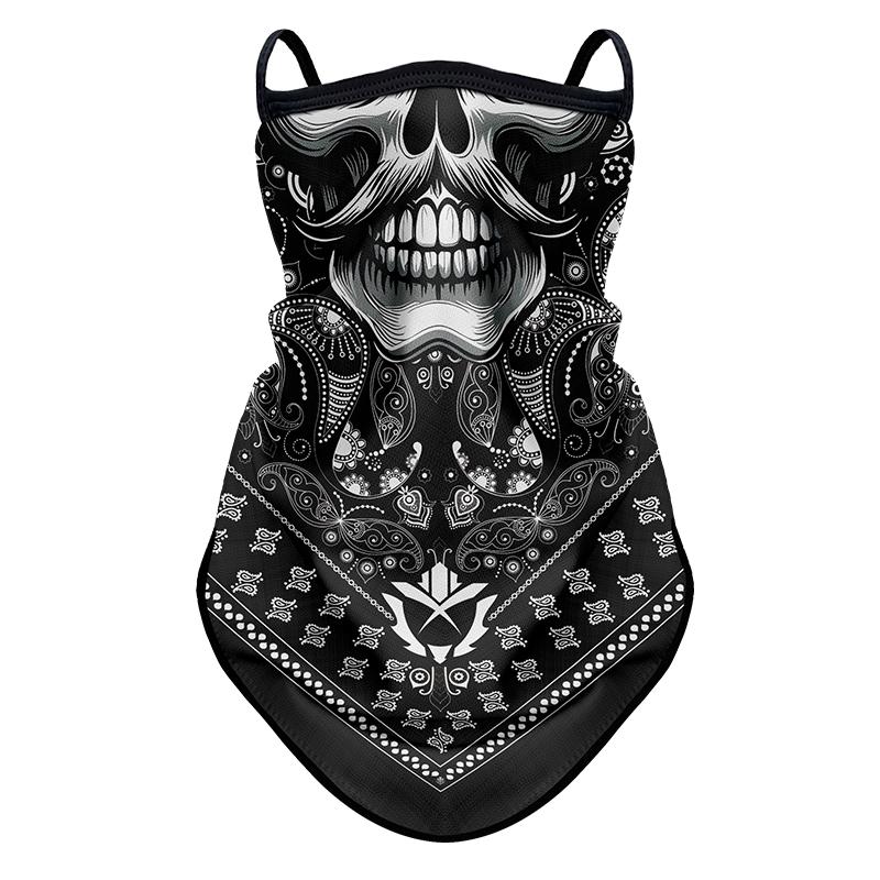 

Маска для лица на уши с рисунком Кешью Череп , Мотоциклетная маска-балаклава на пол-лица, Дышащая маска из ледяного шелка, Защита шеи от солнца, Мужская Женская