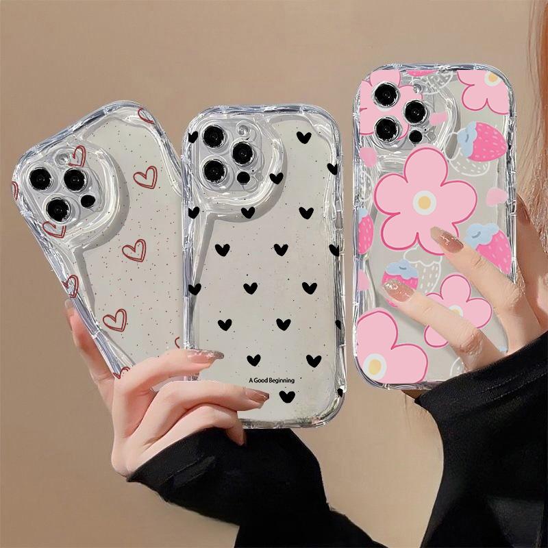 Cute Strawberry Flower Silicone Phone Case For Xiaomi Redmi Redmi 15C 15 14C 13C 12C 13 A5 Note 15 14 13 12 Pro Plus 5G 4G Cover