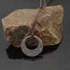 Vintage Viking Celtic Knot Pendant Necklace Adjustable Pu Leather Nordic Style Jewelry Fashion Accessories for Women Men