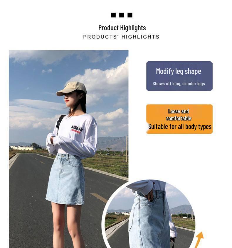 Women's High-Waist Mini Denim A-Line Skirt - Summer 2022 Hot Girl Style