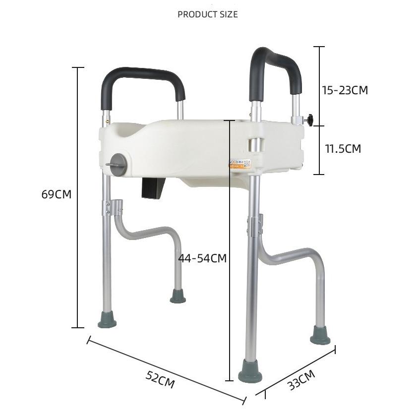 Height Adjustable Toilet Frame Seniors Disabled Toilet Seat Riser Household Raised Toilet Seat with Handles