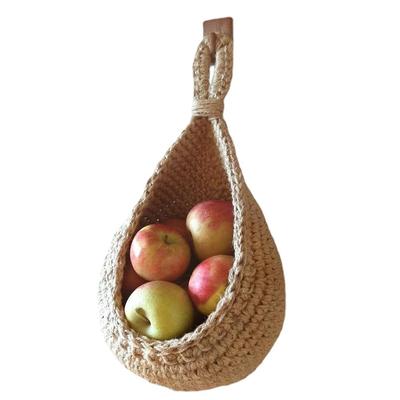 Hanging Wall Vegetable Fruit Basket Kitchen Hanging Storage Farm House Basket Bohemian Handwoven