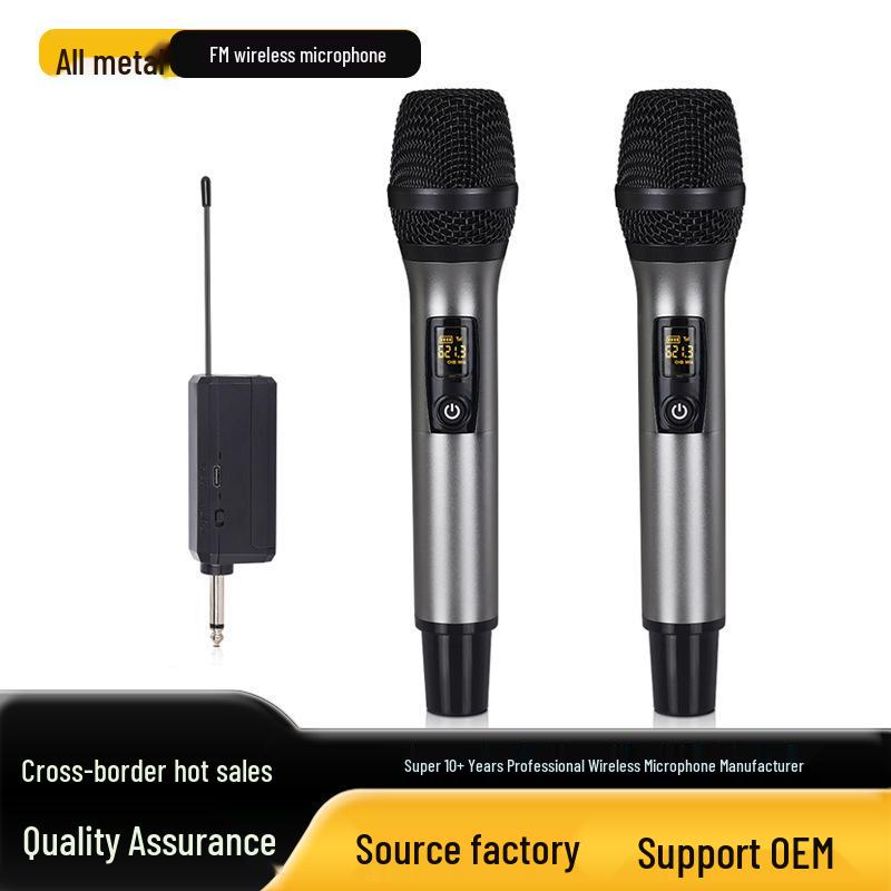 All-Metal Wireless Rechargeable Microphone with Built-in Speaker for KTV, Stage, and Live Streaming.