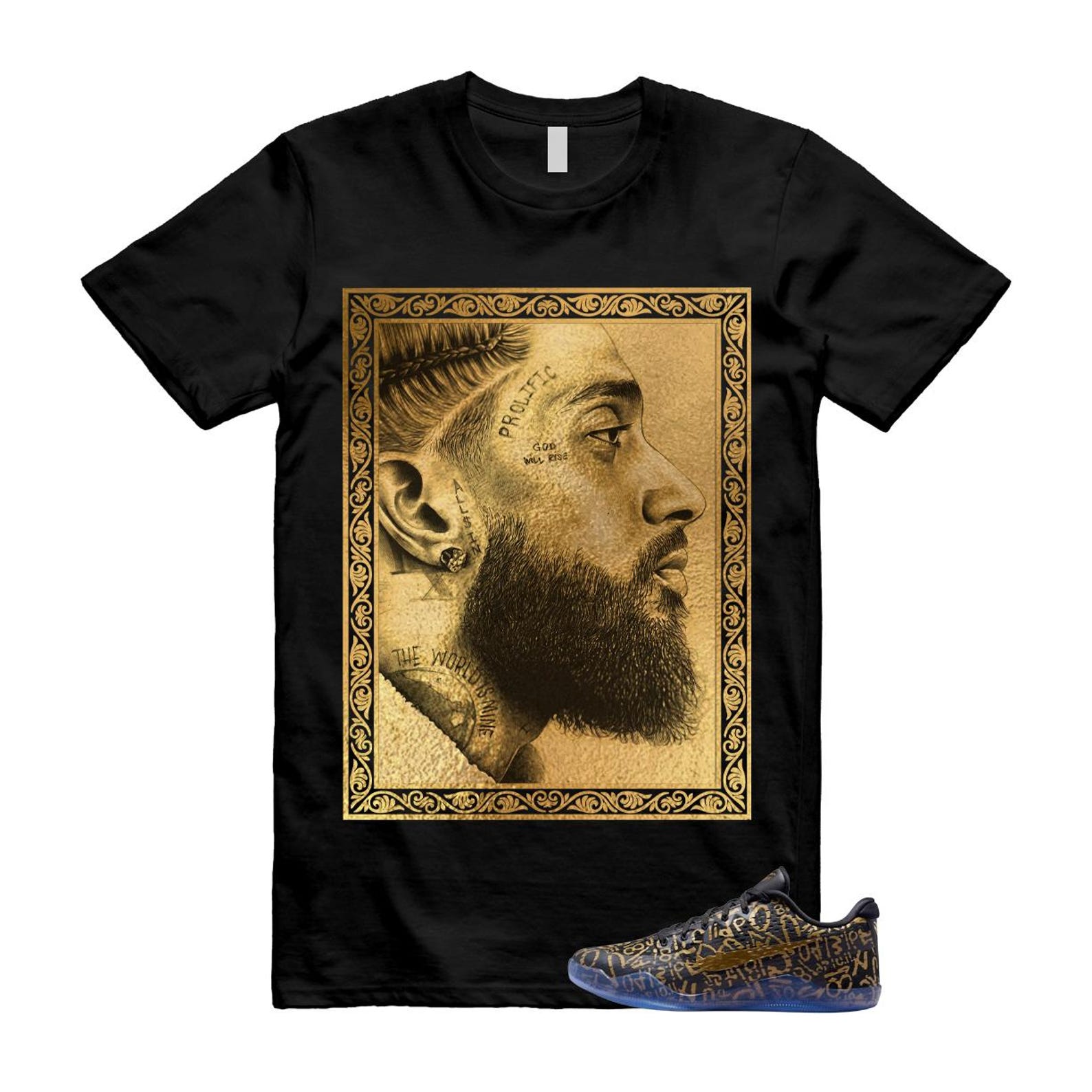 11 Protro Black Gold T Shirt Match NIP M