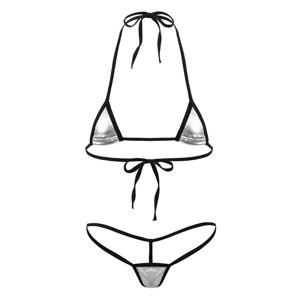 Womens Micro Swimsuit Bra Mini Bikini Swimwear 2Pcs/Set Bathing Suit