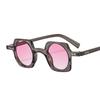 Retro Small Square  Women Sunglasses Fashion Clear Round  Men Punk Hip-Hop Motorcycle Style Individual Trendy Sun Glasses Uv400