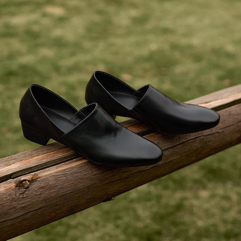 Fashion 2025 Spring Summer Arrive Dress Office Shoes Women Pumps Genuine Leather Shoes Square Toe High Heels Single Shoes Heels Women