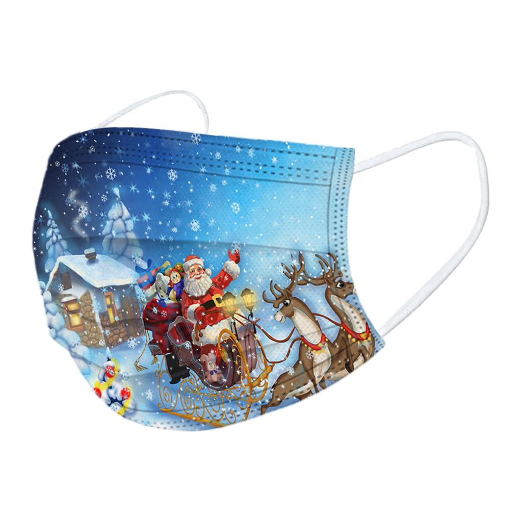 10pc Christmas Print  for  Face Mask Disposable Earloop Mask