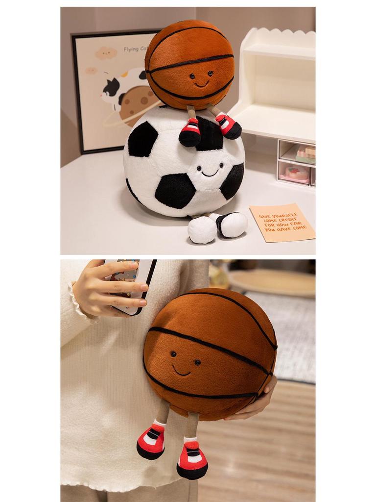 Creative Sports Plush Toy: Cute Football & Basketball Boy Doll Pillow, Perfect Birthday Gift for Kids or Boyfriend