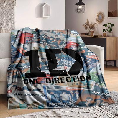 1 peça Manta de Flanela One Direction, Macia e Amiga da Pele com Impressão Digital, Vários Tamanhos Disponíveis para Família, Amigos, Aniversário