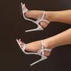 Summer New Large Size Sandals Comfortable and Fashionable One Word Buckle Open Toe High Heel Stiletto Outdoor Sexy Women's Shoes