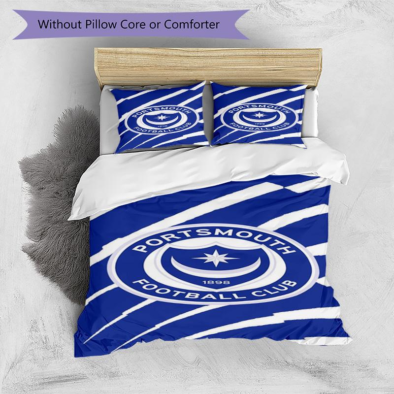 Set Copripiumino Stampato Portsmouth F.C. – include 1 copripiumino e 2 federe coordinate Decorazione per la camera da letto Regali di Natale