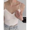 French Pleated Strappy Backless Cami with Built-in Wireless Seamless Comfortable Bralette