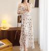 Retro Floral Off-the-Shoulder Spaghetti Strap Summer Dress