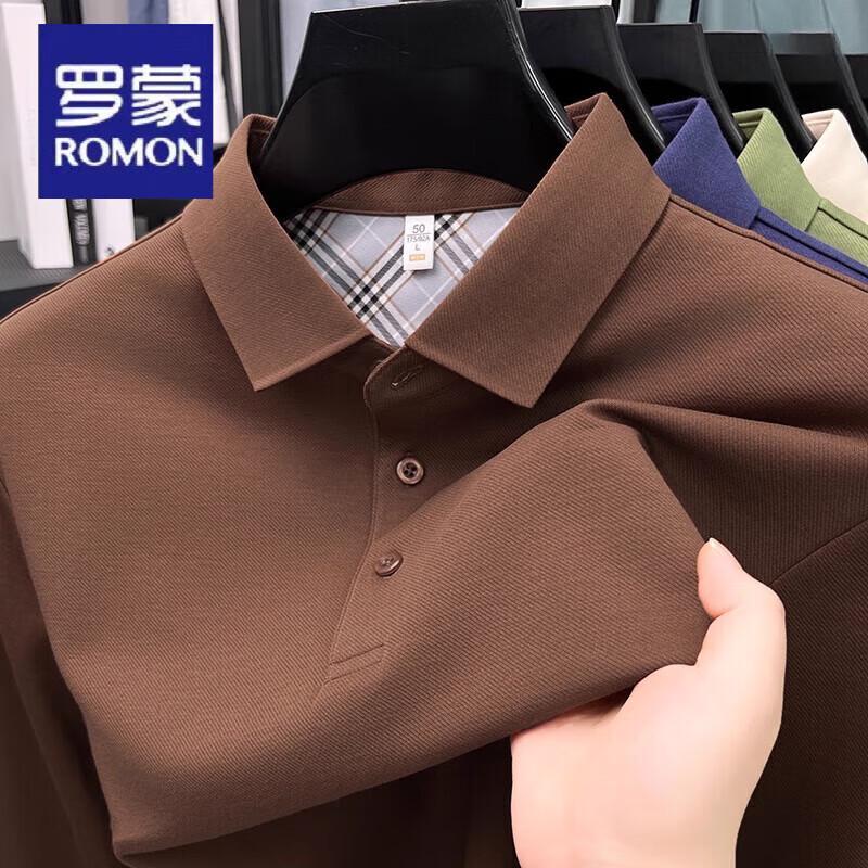 Romon Men s Business Casual Long-Sleeve Polo Shirt M