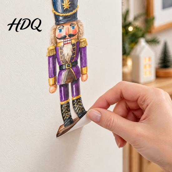 Decorative Wall Murals for Home Christmas Nutcracker Stickers Colorful Soldier PVC Decals Self-adhesive Removable Vintage Decorations Art