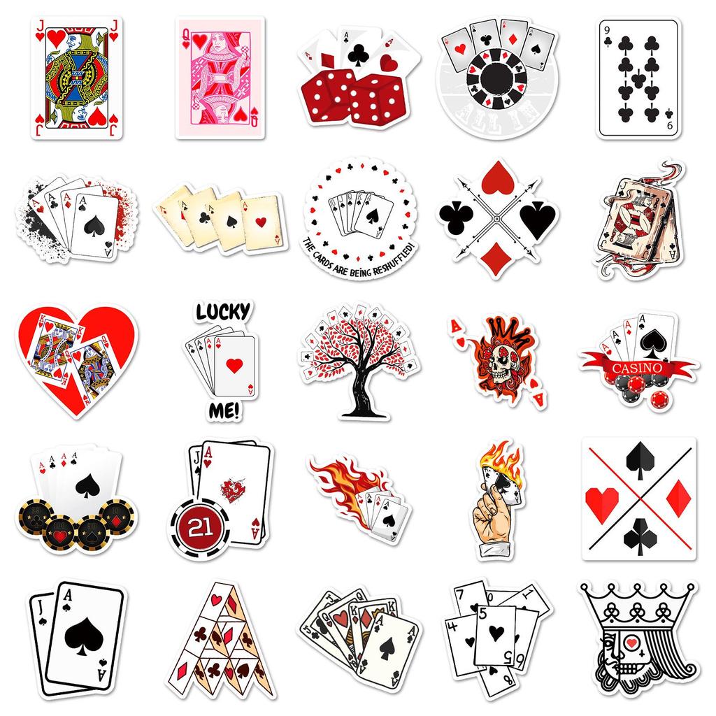 50 Poker Card Stickers: Trendy Waterproof Graffiti for Suitcases, Computers, and Notebooks