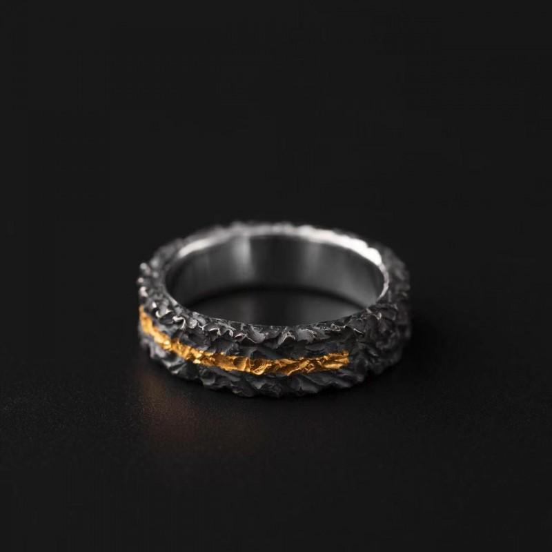 Vintage Geometric Sterling Adjustable Ring Men Women Retro Minimalist Statement Finger