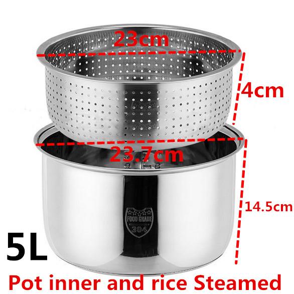 Non Stick Cooking Pot 304 Stainless Steel Rice Cooker Inner Container Replacement Accessories Food Rice Cooker POT