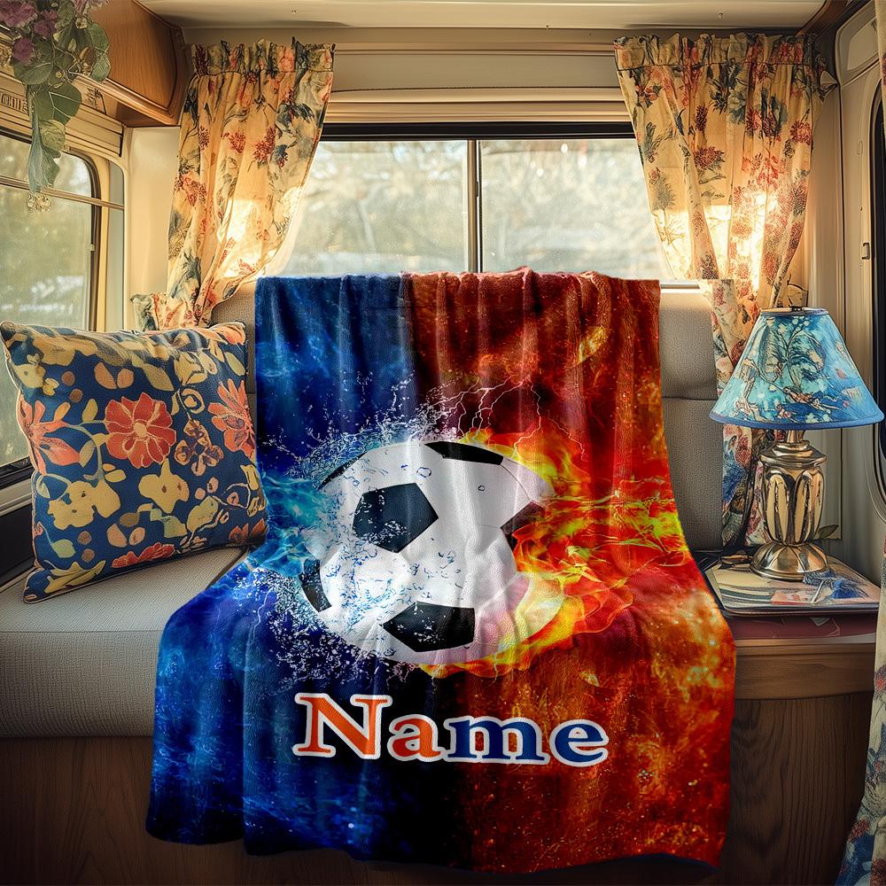 Soccer Ball Home Customize Your Name Blankets Comfortable Soft Lightweight Allseason Multipurpose Blanket For Picnics Sofas Offices Beds Living Rooms