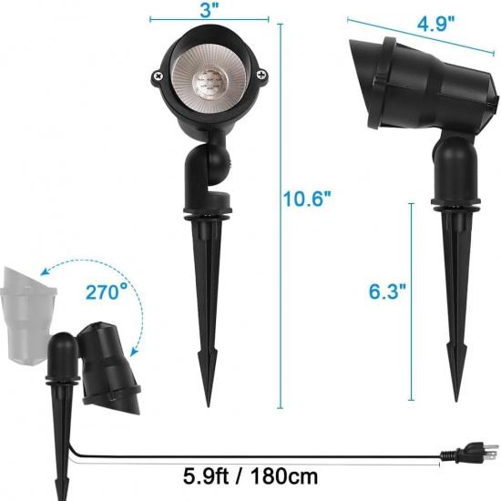 10W Dusk To Dawn Outdoor LED Spotlight Plug In with Photocell Sensor for House Flag Yard Tree Garden, 3000K 1000LM Warm White 120V Landscape Lighting