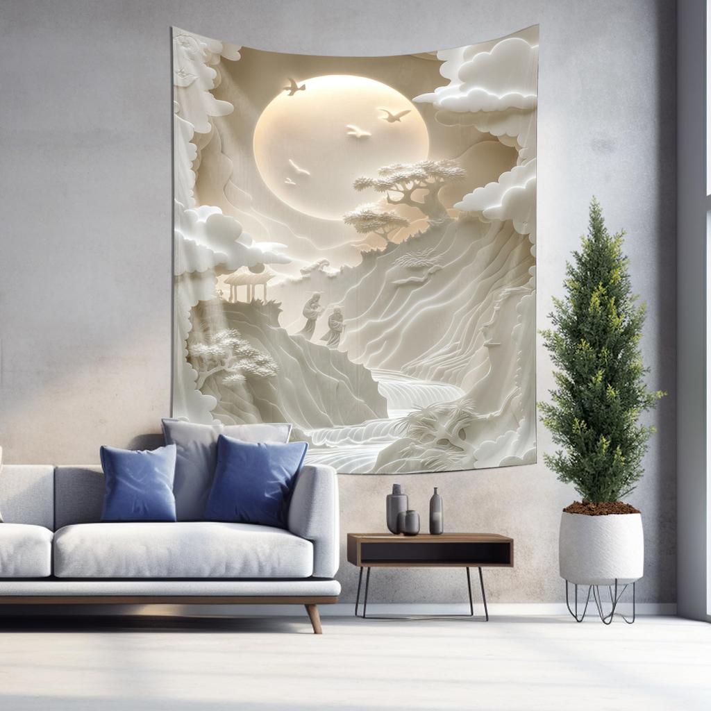 Enchanted Moonlit Landscape Wall Hanging Decorative Tapestry for Home Décor