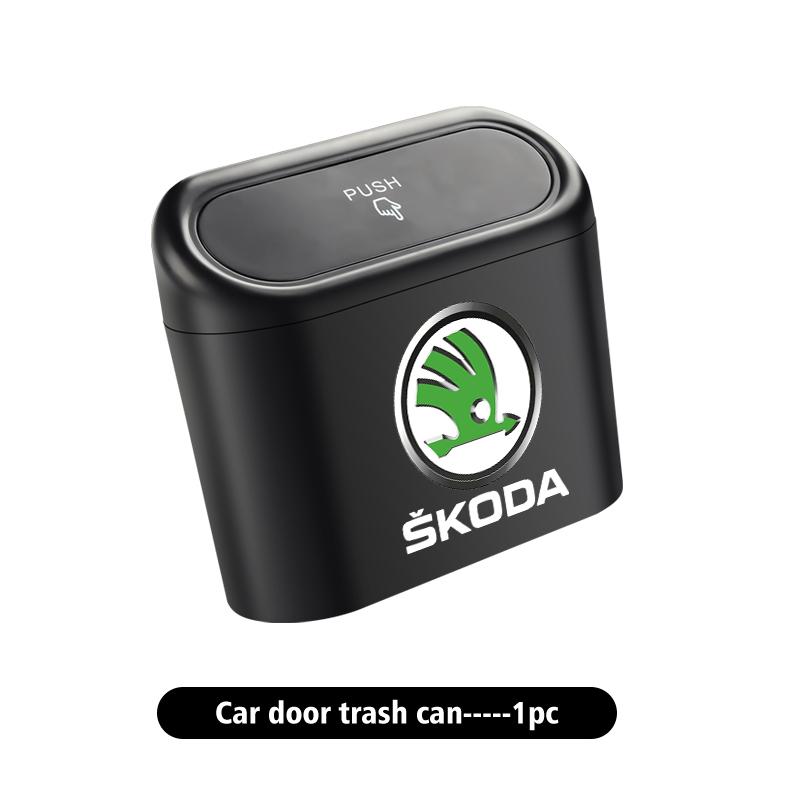 CWWR6 For Skoda Car Door Trash Can Storage Box Seat Back Waterproof Bin Cans Auto Accessories Octavia A5 A4 Mk1 2 Fabia Superb Rapid