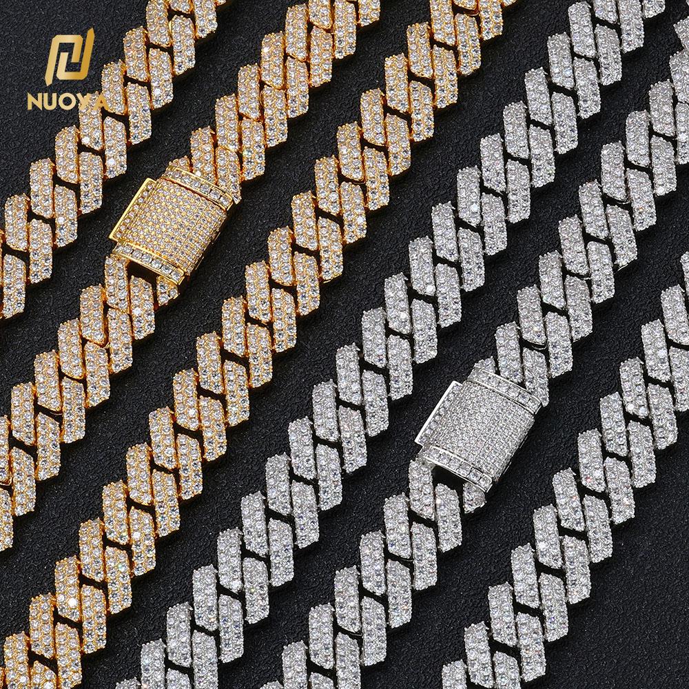 NUOYA Trendy Rapper Jewelry 18K Gold Plated Double Row Diamond Cut Cuban Link Chain Necklace Gift for Men