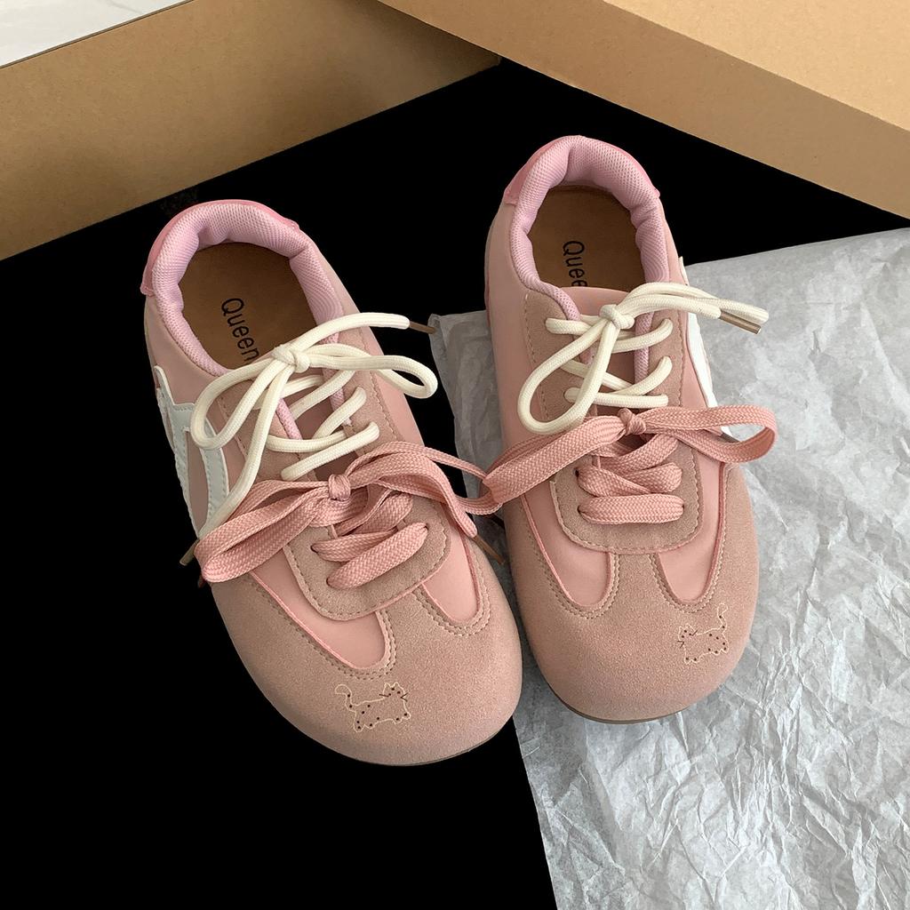 Trendy American Red Retro Flat-bottomed Inner Height-increasing German Training Shoes Women's 2025 New Summer Versatile Soft-soled Casual Shoes