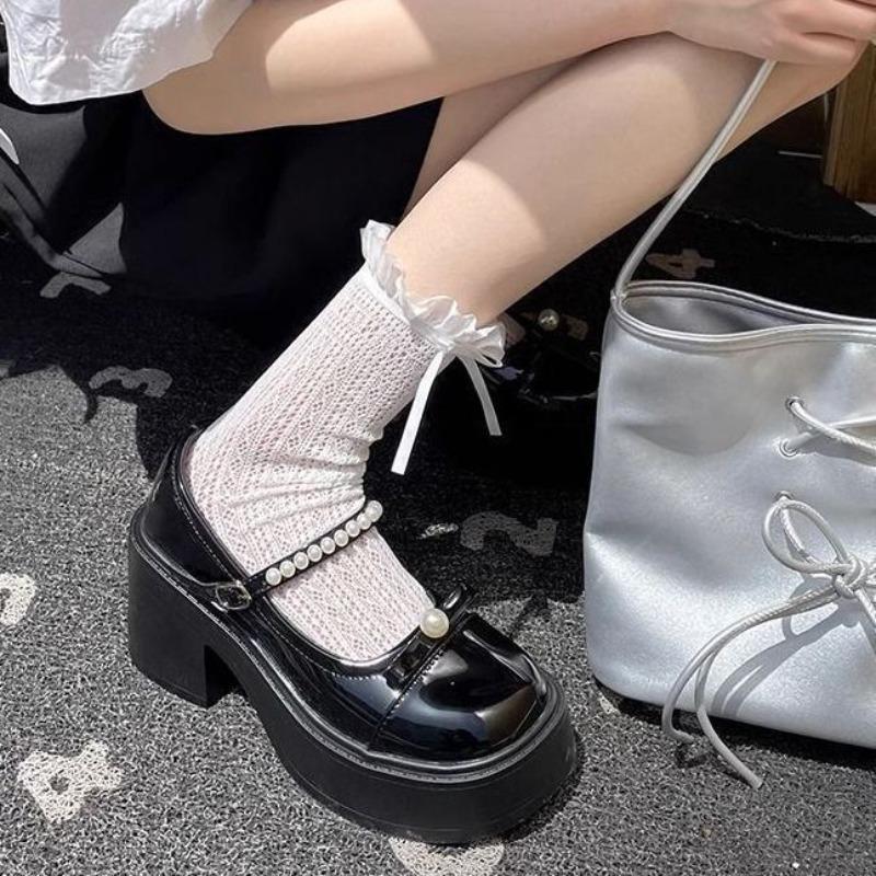 Fashion Luxury Women Shoes Mary Jane Shoes 2025 Fashion Round Toe High Heels for Women Party Leather Footwear Lolita Shoes Casual Shoe