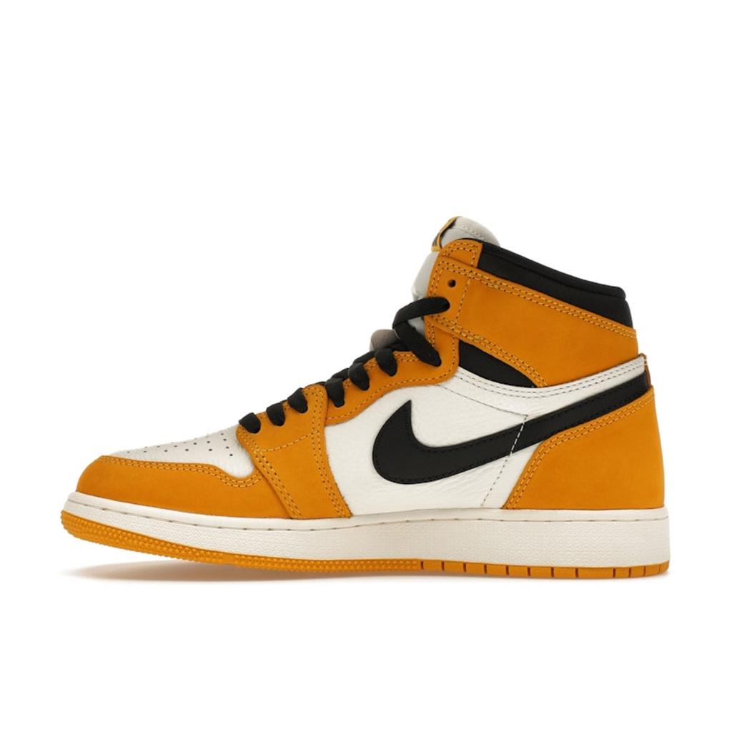 Air Jordan 1 Retro High OG GS Yellow Ochre Kids Sneakers Black Sail FD1437-701