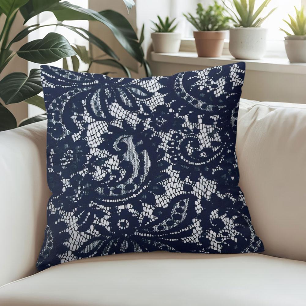 Black Lace Square Jacquard Pillow Cover for Sofa Office Waist Cushion Cover Home Decorative Pillowcase