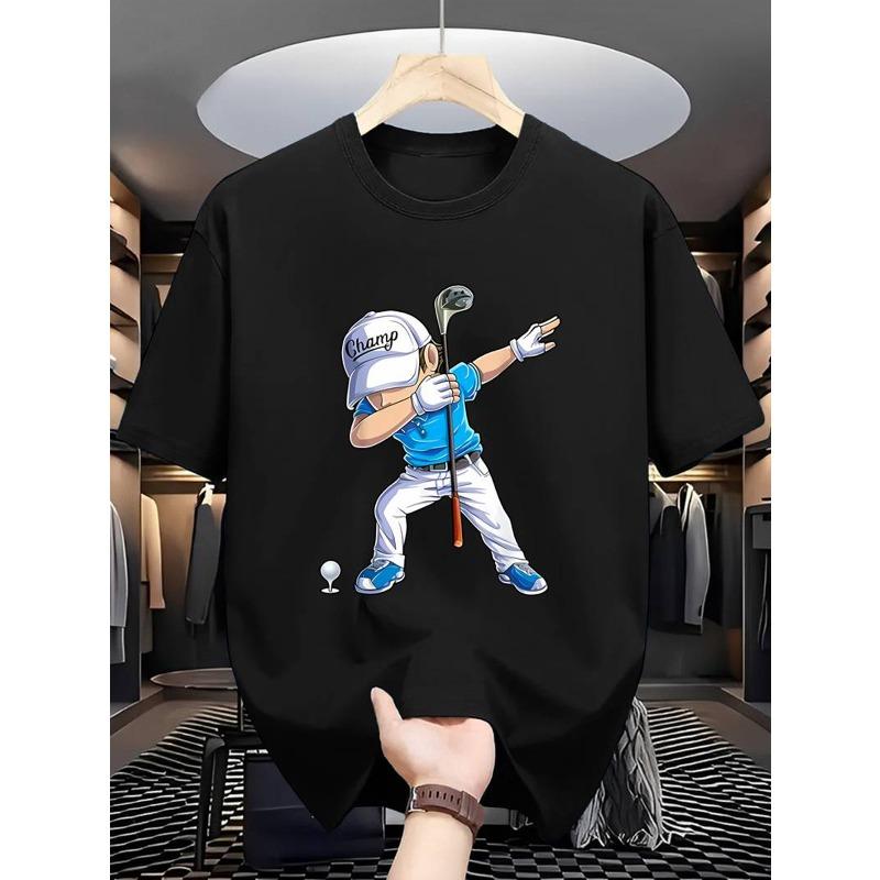 European Size Men'S Outdoor Casual Golf Caddy Graphic Letter Print T-Shirt